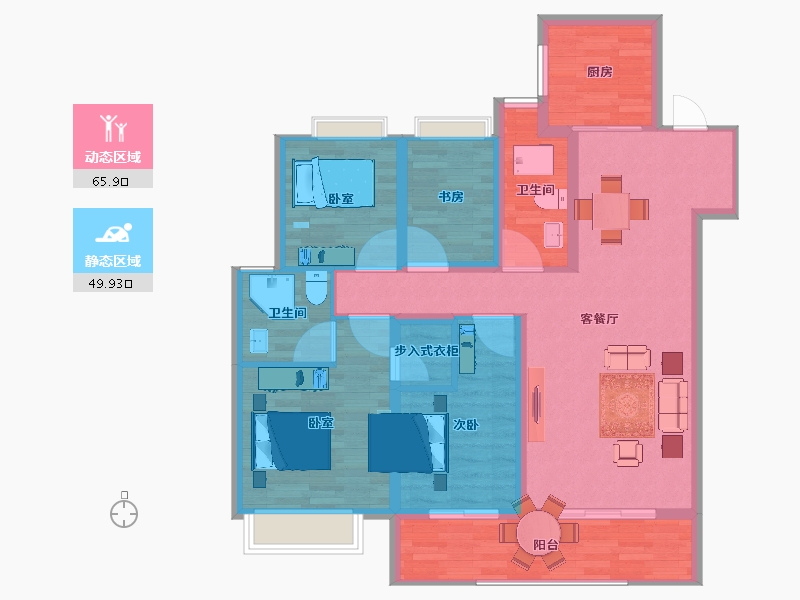 江苏省-南京市-玄武映-104.00-户型库-动静分区