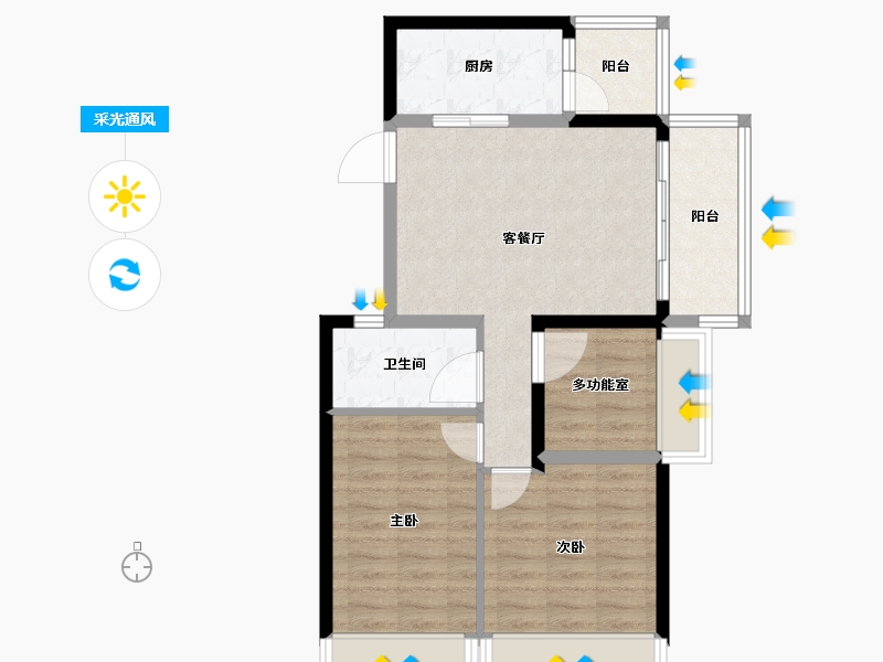 江苏省-南京市-碧桂园凤凰城-70.00-户型库-采光通风