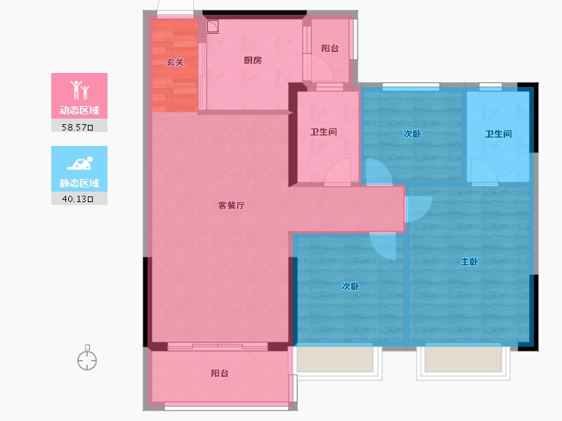 江苏省-南京市-宁滁恒大文化旅游城-89.00-户型库-动静分区