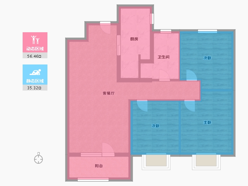 陕西省-西安市-富力白鹭湾-81.88-户型库-动静分区