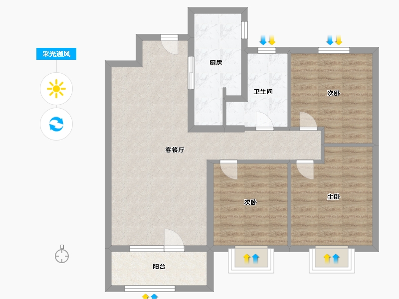 陕西省-西安市-富力白鹭湾-81.88-户型库-采光通风