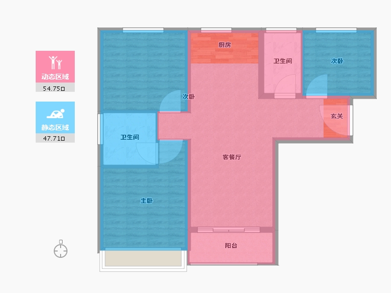 陕西省-西安市-逸景佲园-93.00-户型库-动静分区