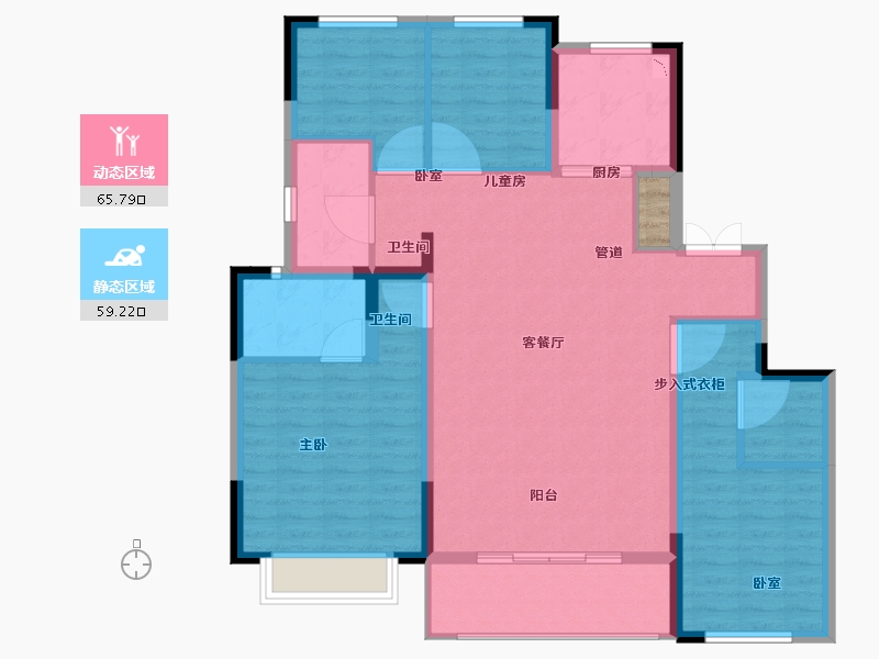 江苏省-徐州市-徐州富春山居-114.00-户型库-动静分区