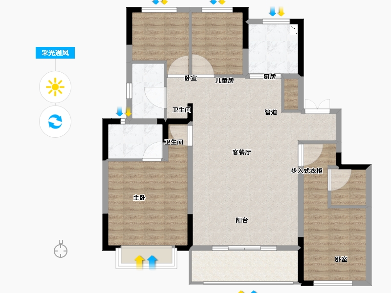 江苏省-徐州市-徐州富春山居-114.00-户型库-采光通风