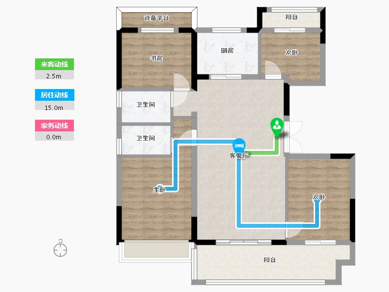 江苏省-苏州市-虞澜别院-106.40-户型库-动静线