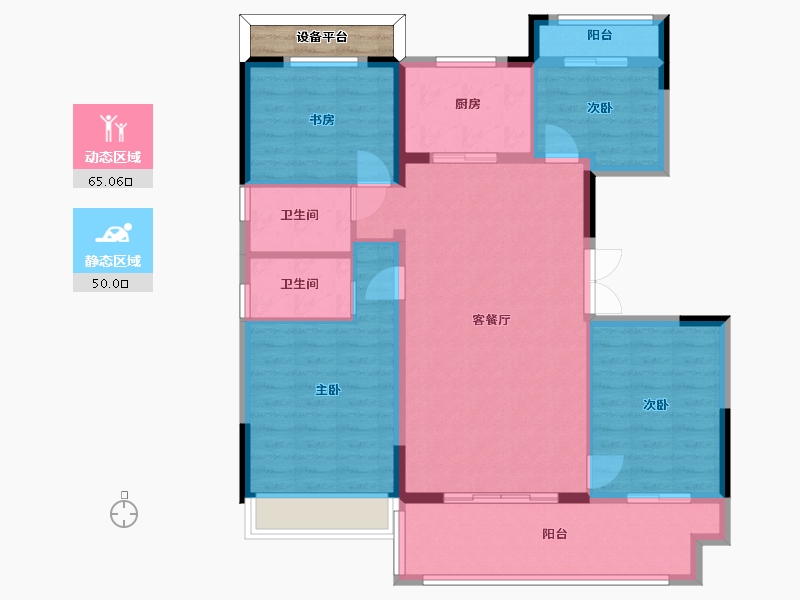 江苏省-苏州市-虞澜别院-106.40-户型库-动静分区