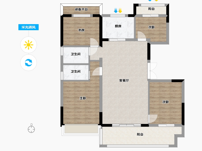 江苏省-苏州市-虞澜别院-106.40-户型库-采光通风