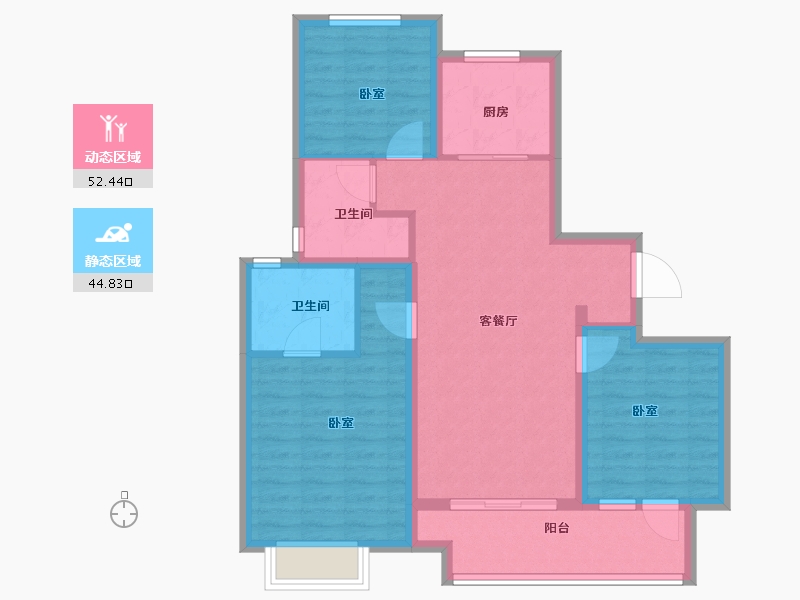 江苏省-徐州市-中南樾府-87.00-户型库-动静分区