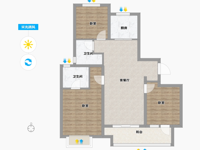 江苏省-徐州市-中南樾府-87.00-户型库-采光通风