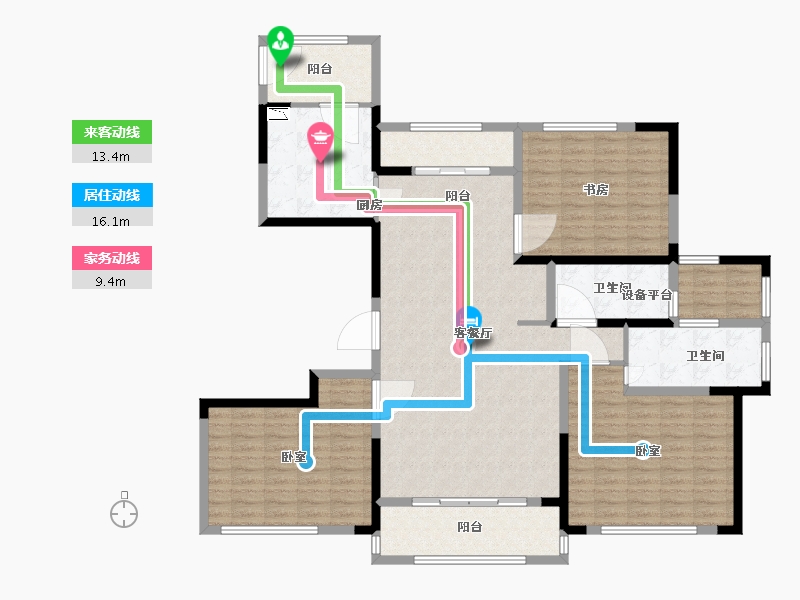 江苏省-苏州市-苏高新大成珺-144.00-户型库-动静线