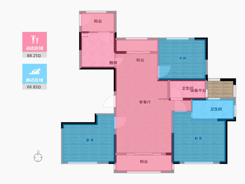 江苏省-苏州市-苏高新大成珺-144.00-户型库-动静分区