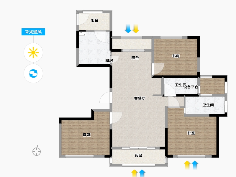 江苏省-苏州市-苏高新大成珺-144.00-户型库-采光通风