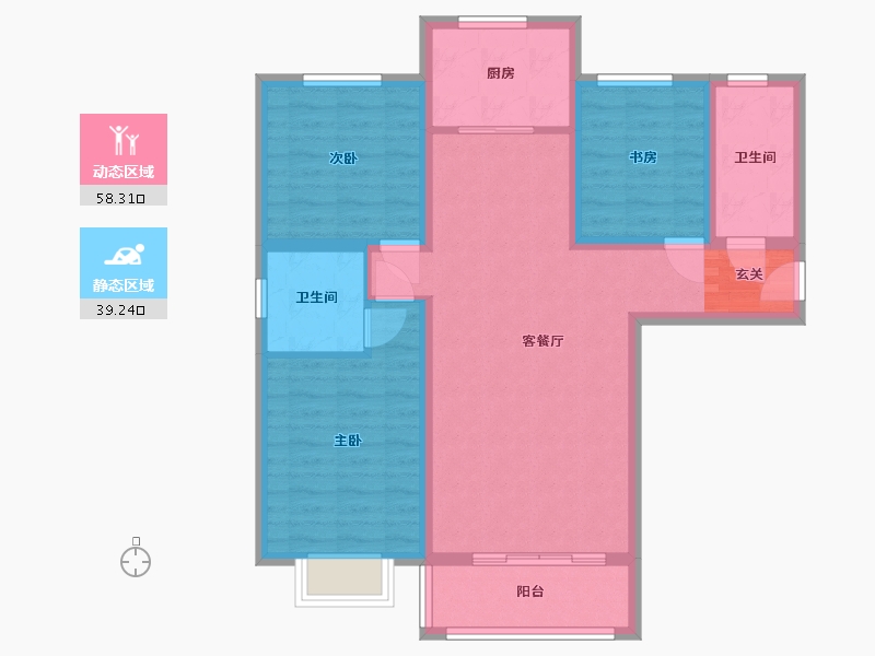 甘肃省-兰州市-润源枫华-86.67-户型库-动静分区