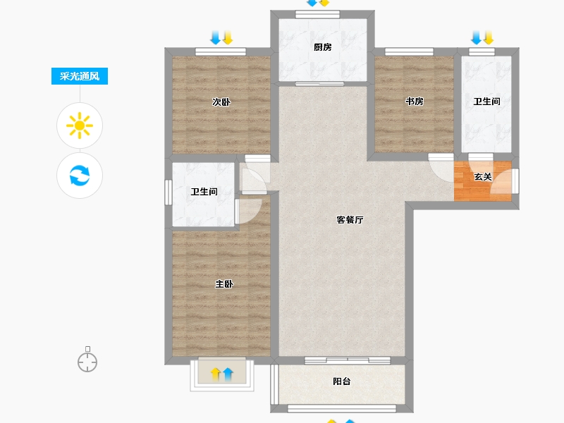 甘肃省-兰州市-润源枫华-86.67-户型库-采光通风