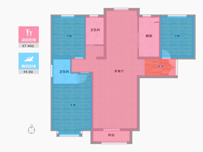 甘肃省-兰州市-温商金豪庭-100.43-户型库-动静分区