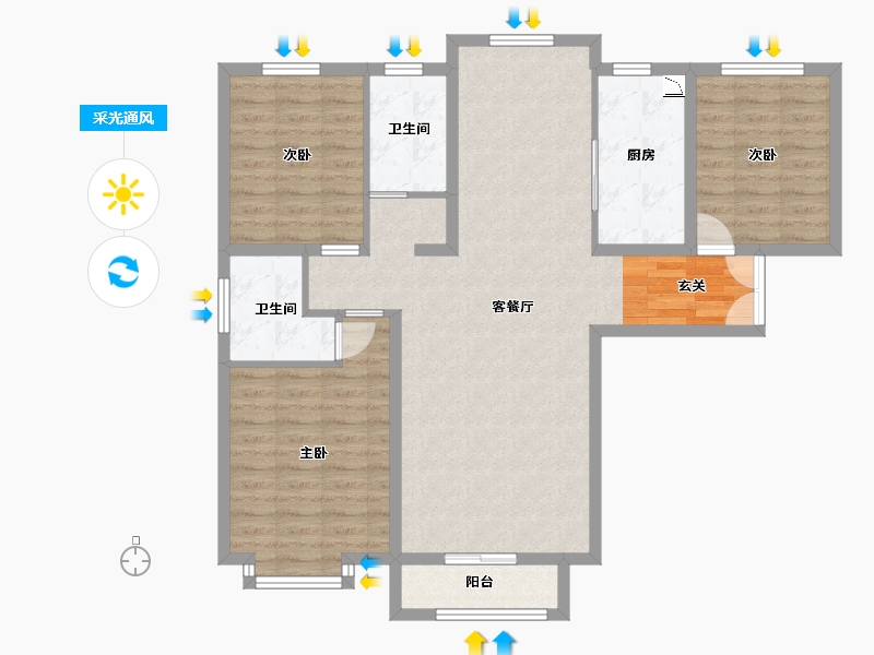 甘肃省-兰州市-温商金豪庭-100.43-户型库-采光通风