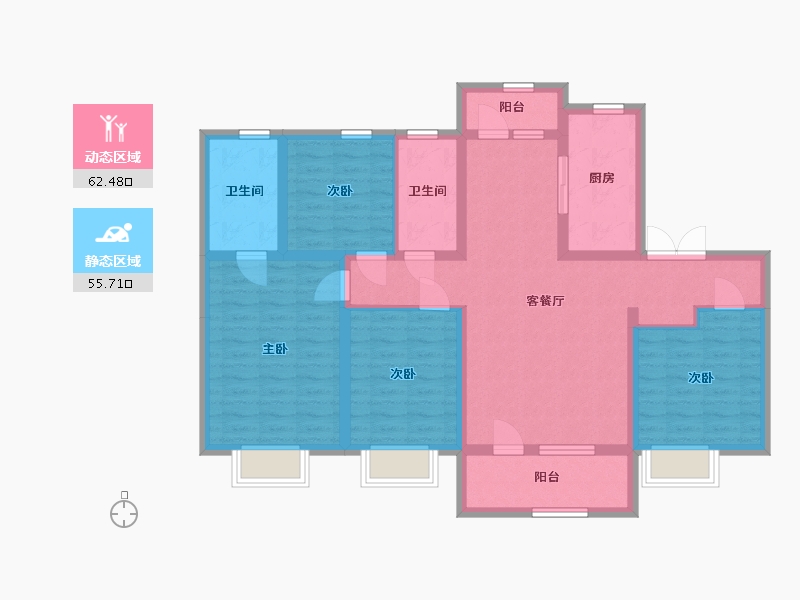 陕西省-西安市-富力白鹭湾-104.44-户型库-动静分区