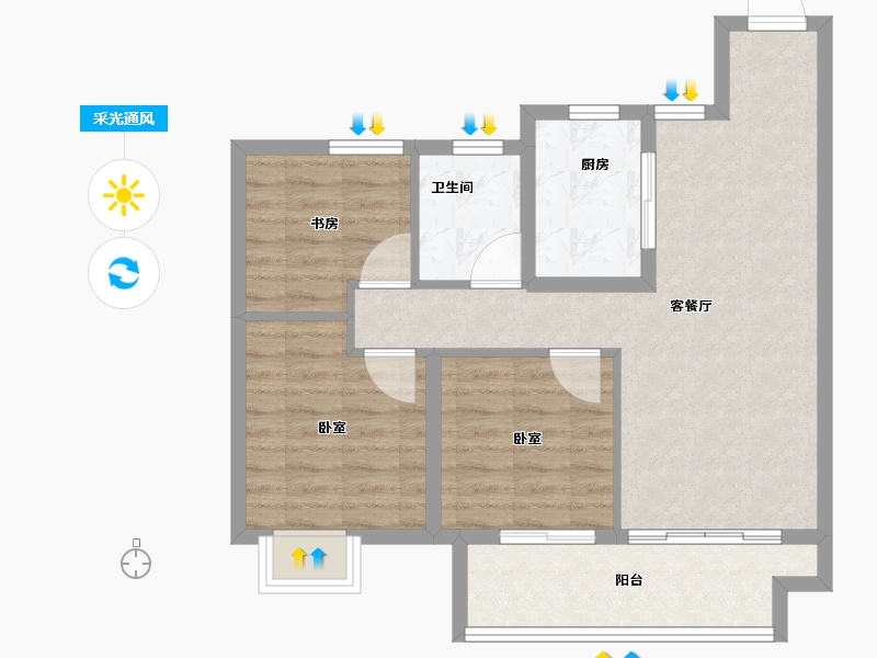 江苏省-常州市-遥光辰苑-72.00-户型库-采光通风