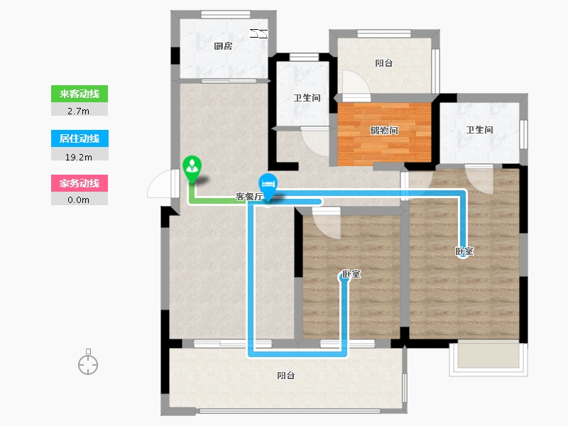 江苏省-苏州市-锦悦湾雅园-93.00-户型库-动静线