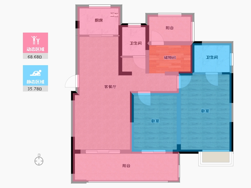 江苏省-苏州市-锦悦湾雅园-93.00-户型库-动静分区