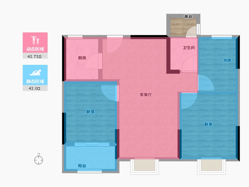 安徽省-宿州市-春江明月-80.00-户型库-动静分区