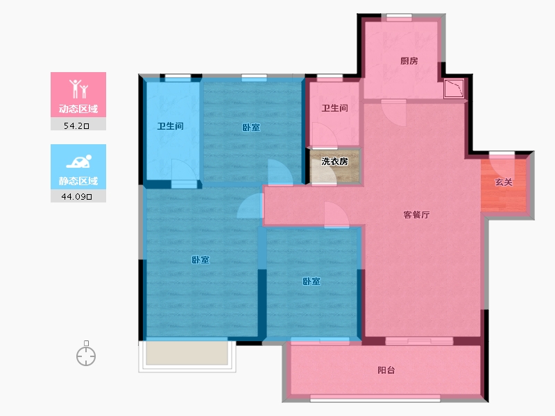 江苏省-南京市-龙湖天钜-89.66-户型库-动静分区