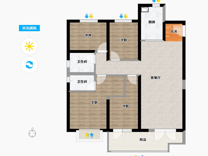 山西省-太原市-远洋尚郡-94.21-户型库-采光通风