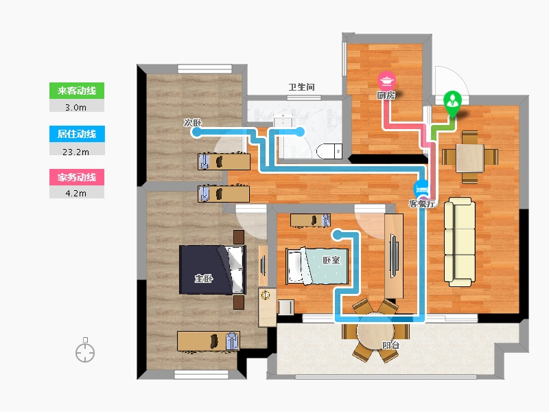 江苏省-南京市-和棠瑞府-71.00-户型库-动静线