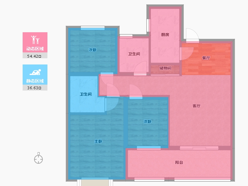 陕西省-西安市-蓝湖九郡-81.09-户型库-动静分区