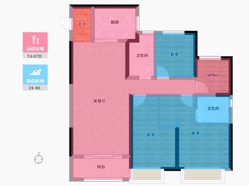 陕西省-西安市-西安金辉江山铭著-87.57-户型库-动静分区