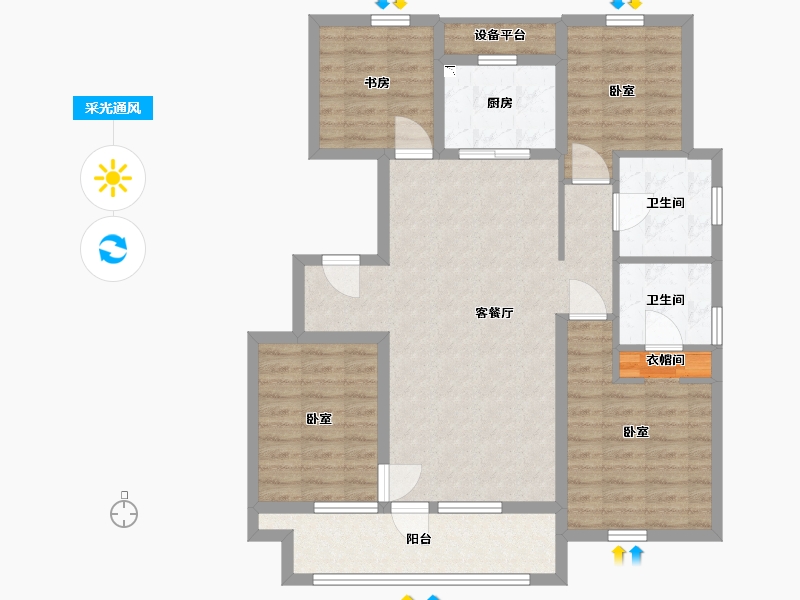 辽宁省-大连市-中梁御首府-100.00-户型库-采光通风