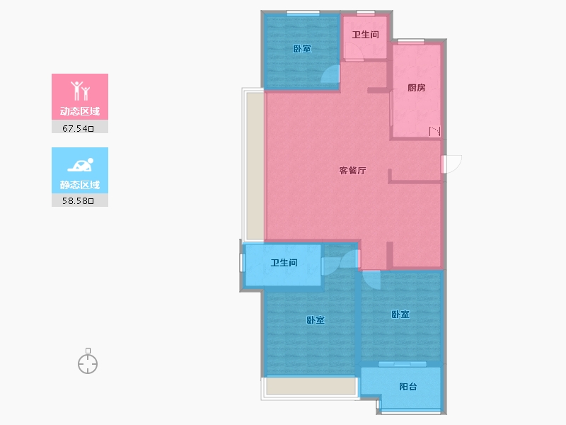 陕西省-咸阳市-绿城咸阳桂语江南-113.16-户型库-动静分区