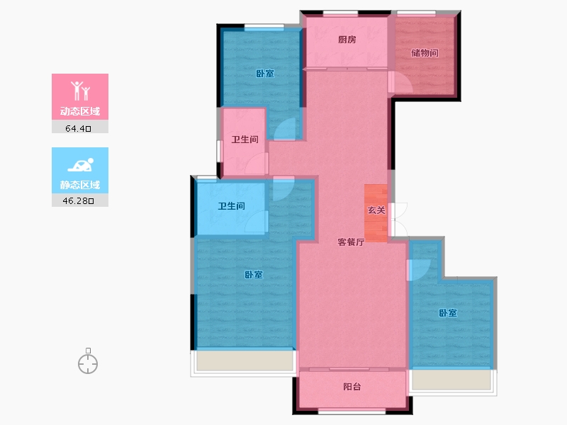 陕西省-西安市-西安金辉江山铭著-98.86-户型库-动静分区