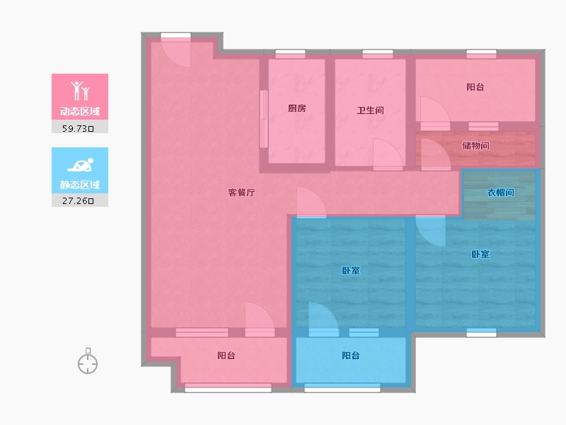 辽宁省-大连市-中梁御首府-76.00-户型库-动静分区