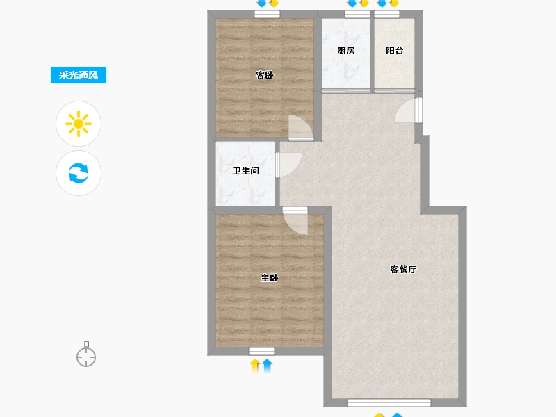 辽宁省-辽阳市-意航世纪城一期锦绣澜湾-72.97-户型库-采光通风