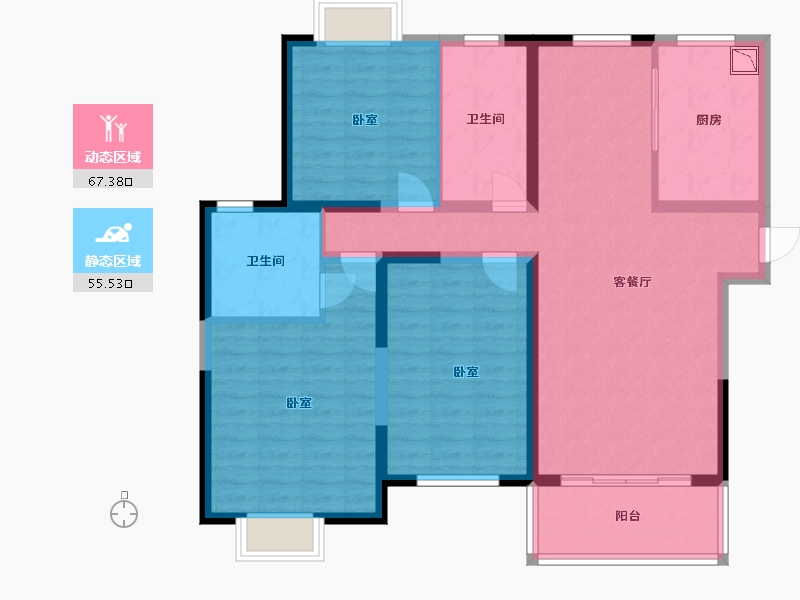 江苏省-无锡市-博大假日广场欢乐颂-110.00-户型库-动静分区