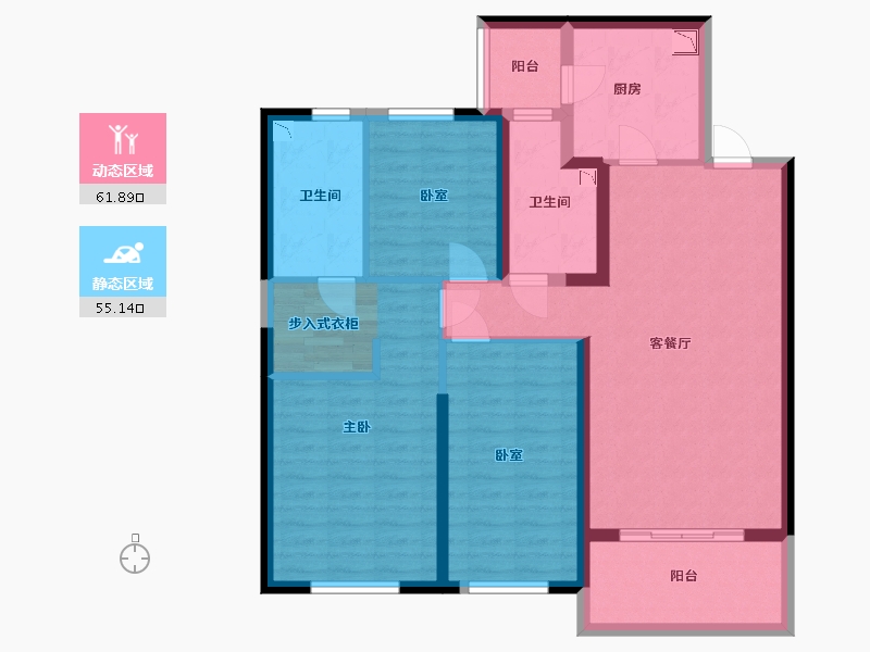 陕西省-咸阳市-咸阳恒大帝景-104.20-户型库-动静分区