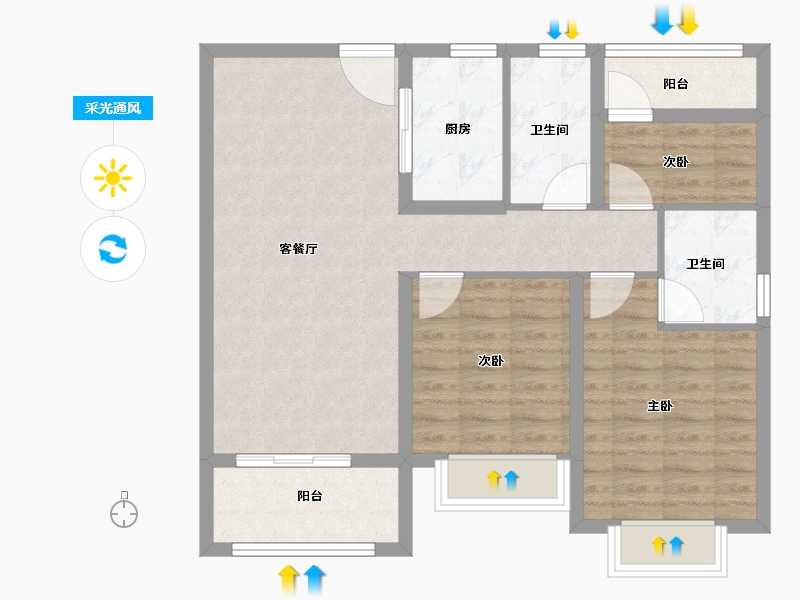 江苏省-南京市-中海城南公馆-82.00-户型库-采光通风