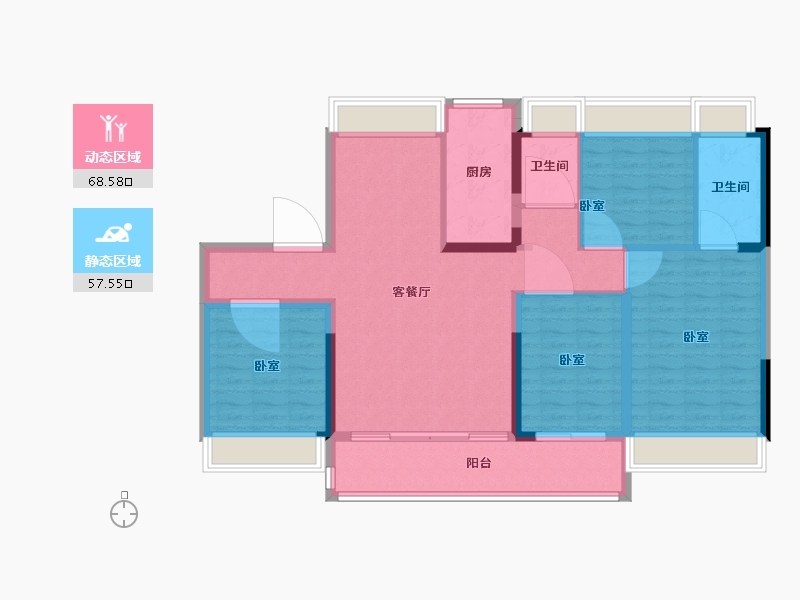 江苏省-南京市-碧桂园奥能罗马世纪城-114.00-户型库-动静分区