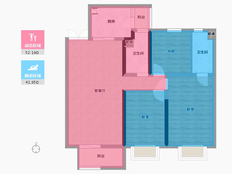 山西省-太原市-东鼎·迎泽里-83.45-户型库-动静分区