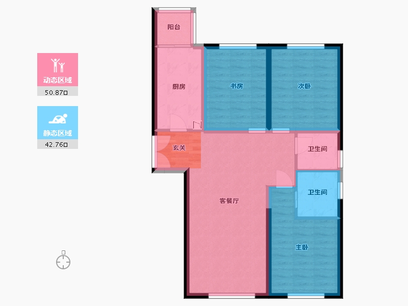 黑龙江省-哈尔滨市-华鸿金色纽约-83.66-户型库-动静分区