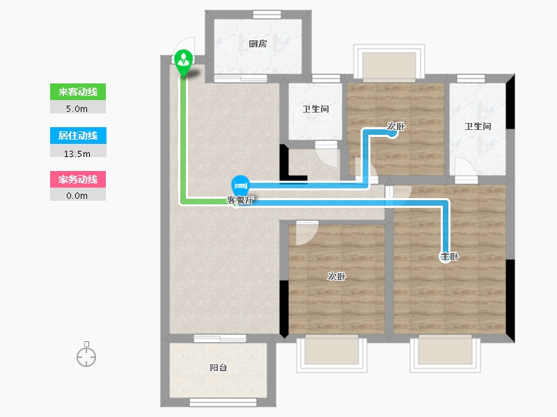 江苏省-南京市-江宁孔雀城紫樾澜庭-71.85-户型库-动静线