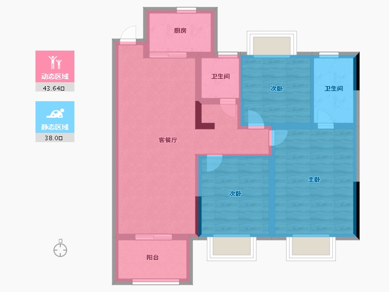 江苏省-南京市-江宁孔雀城紫樾澜庭-71.85-户型库-动静分区