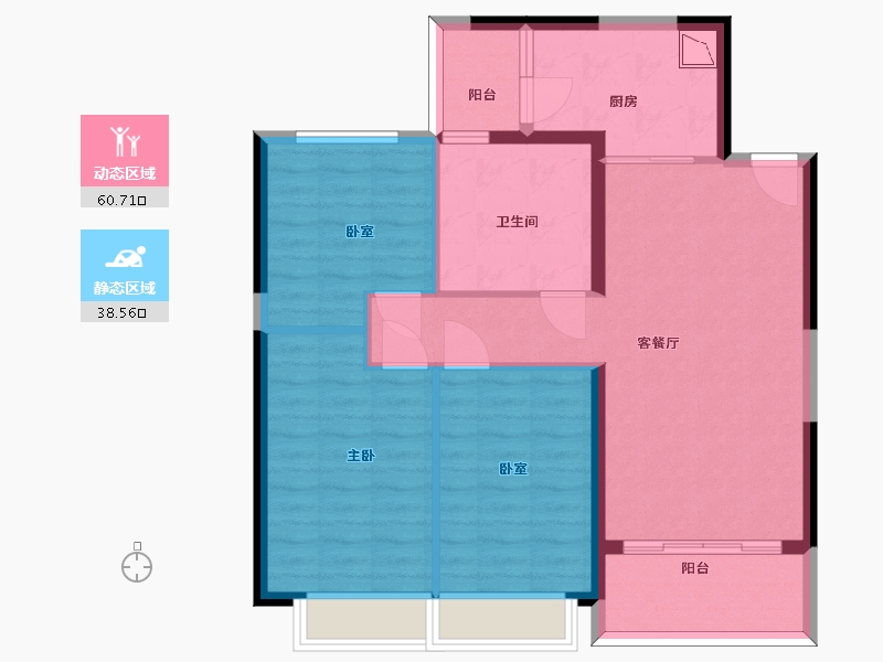 陕西省-西安市-恒大翡翠龙庭-89.25-户型库-动静分区