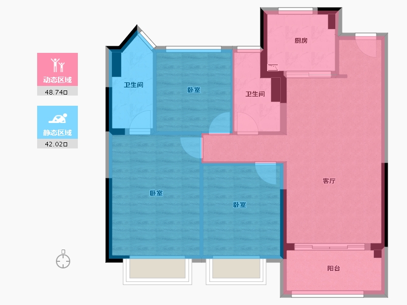 江苏省-南京市-华著兰庭-80.85-户型库-动静分区