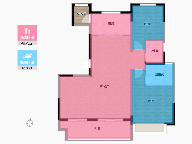 陕西省-西安市-南宫府-93.69-户型库-动静分区