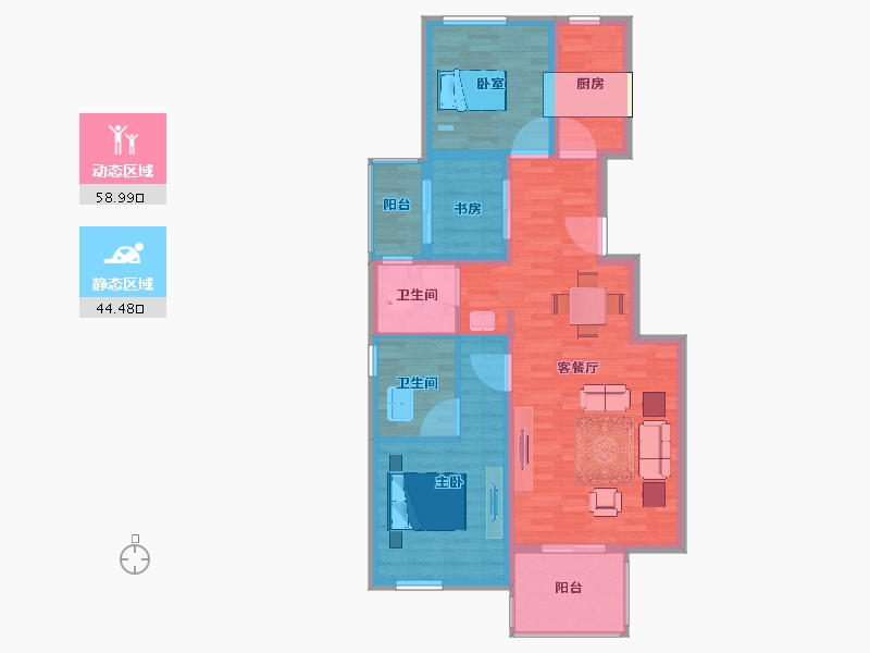 江苏省-南京市-骋望云邸-93.24-户型库-动静分区