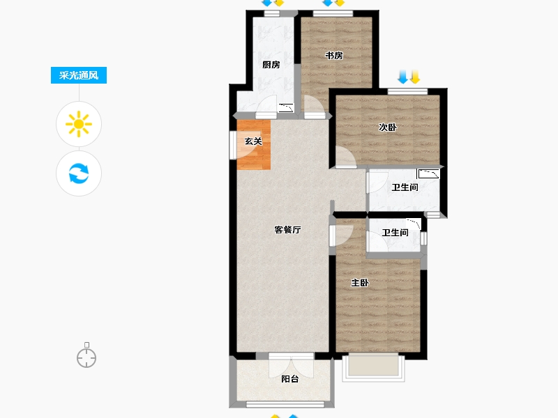 山西省-太原市-远洋尚郡-82.27-户型库-采光通风