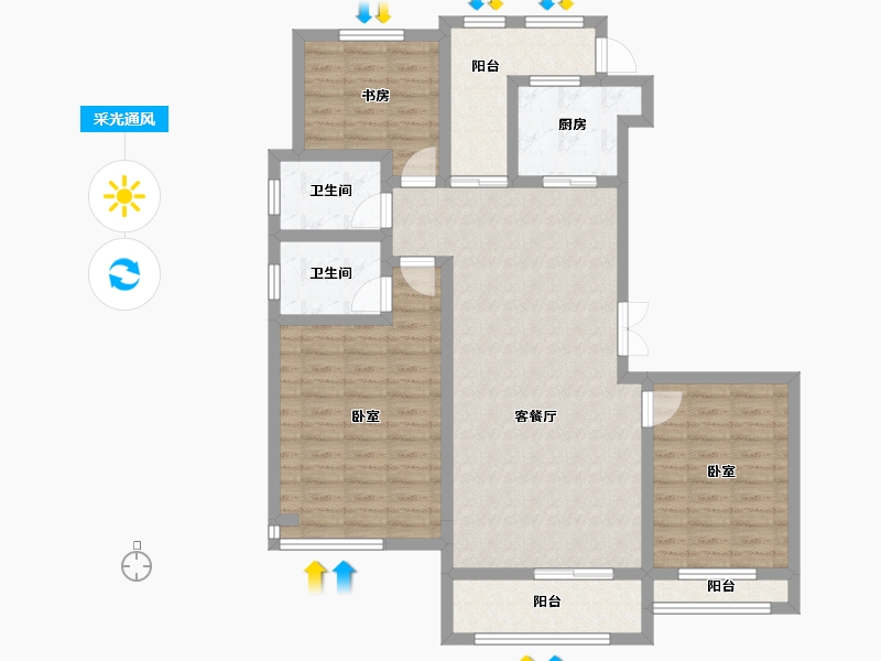 陕西省-西安市-南宫府-104.08-户型库-采光通风