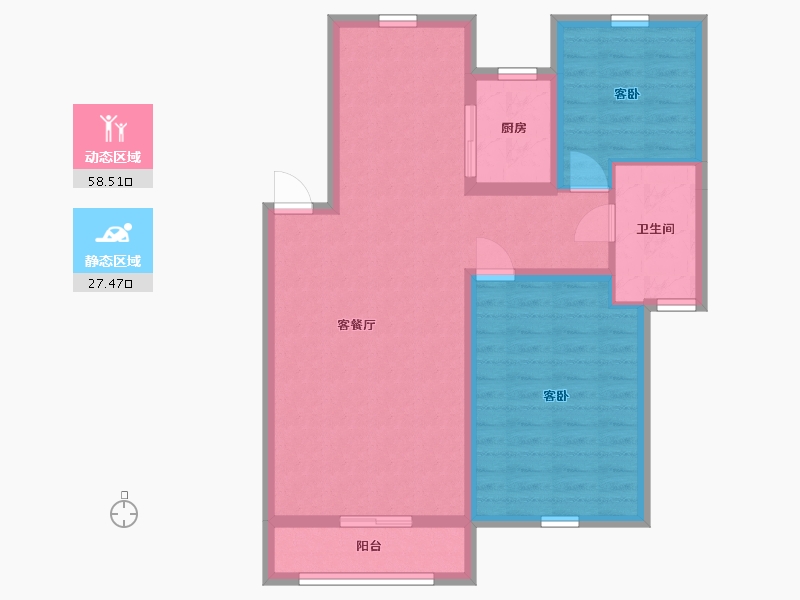 辽宁省-辽阳市-意航世纪城一期锦绣澜湾-77.04-户型库-动静分区